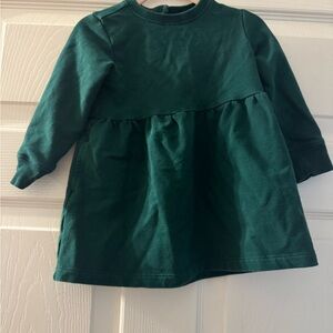 Primary Dark Green Long Sleeve Kids Dress